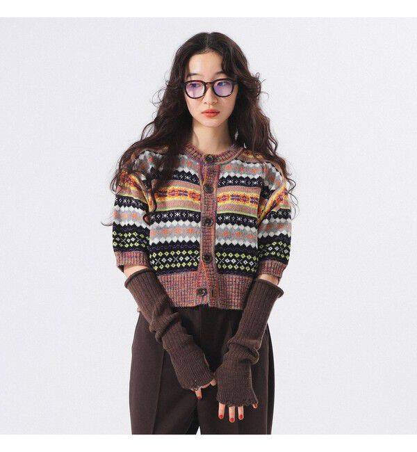 BEAMSBOY「フェアアイル 5分袖 カーディガン」|ベスト・ジレ|