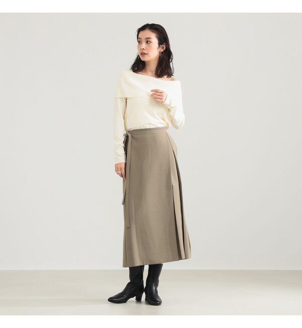 Demi-Luxe BEAMS 「レーヨン ポリエステル オフショルダー プルオーバー ニット」|ニット・セーター|