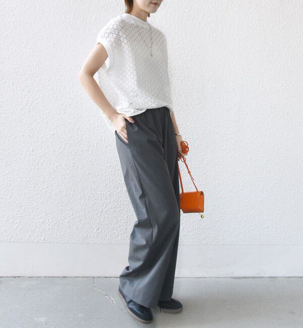 SHIPS for women「《一部追加予約》【WEB限定】〈手洗い可能〉アイレット クルーネック プルオーバー」|Tシャツ・カットソー|