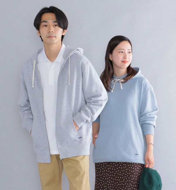 SHIPS「【WEB限定】SHIPS: マイクロ SHIPS 刺繍 ロゴ 裏毛 スウェット ジップ パーカー」|パーカー|