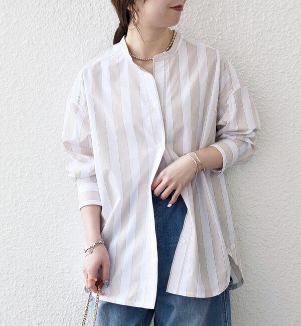 SHIPS any「SHIPS any:〈洗濯機可能〉REPREVE バンド カラー シャツ」|シャツ・ブラウス|