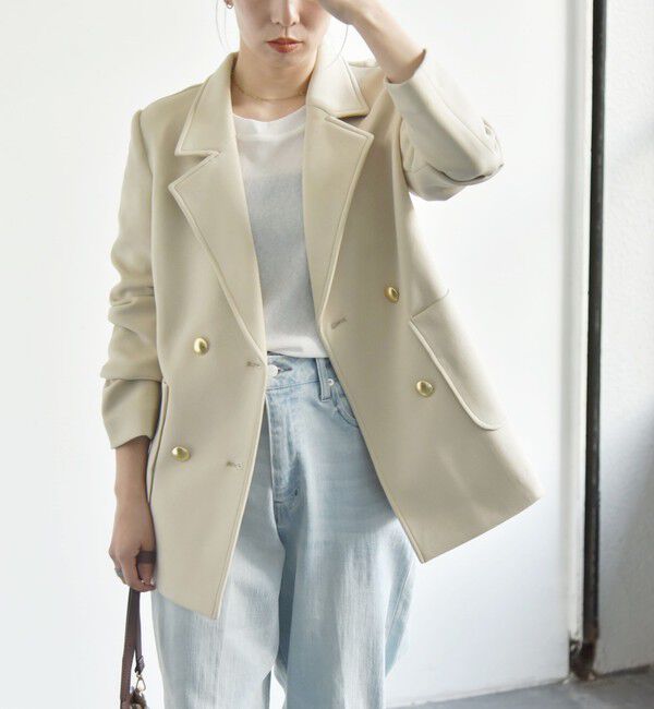 quaranciel「quaranciel:〈洗濯機可能〉ジャージー テーラード ダブル ジャケット」|テーラードジャケット|