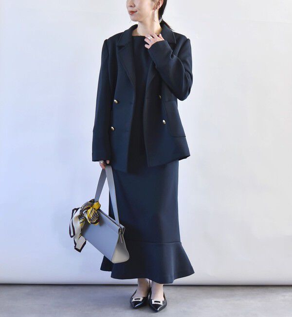 quaranciel「quaranciel:〈洗濯機可能〉ジャージー テーラード ダブル ジャケット」|テーラードジャケット|