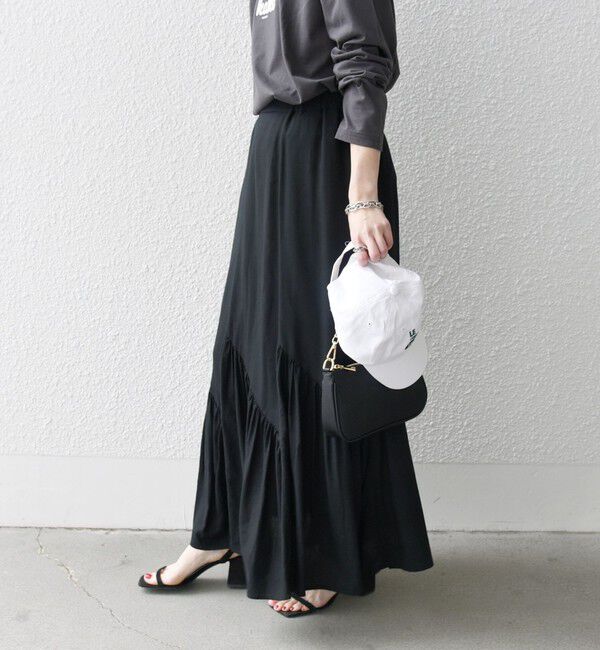 SHIPS any「SHIPS any:〈洗濯機可能〉リネン ミックス パネル ギャザー スカート」|スカート|