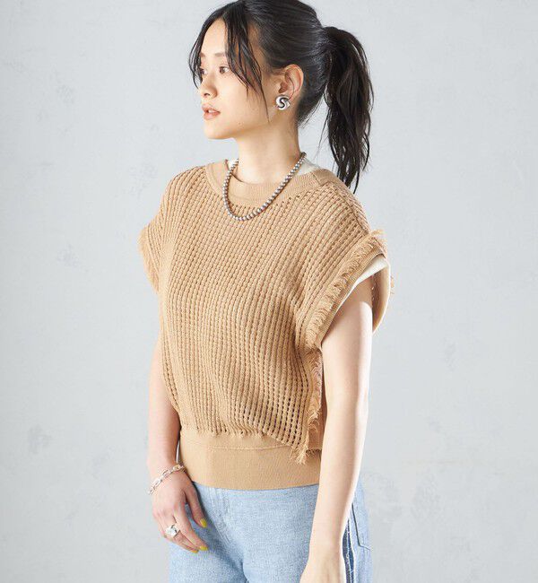SHIPS for women「〈手洗い可能〉メッシュ 編み 前後 ２WAY ニット ベスト ◇」|ベスト・ジレ|
