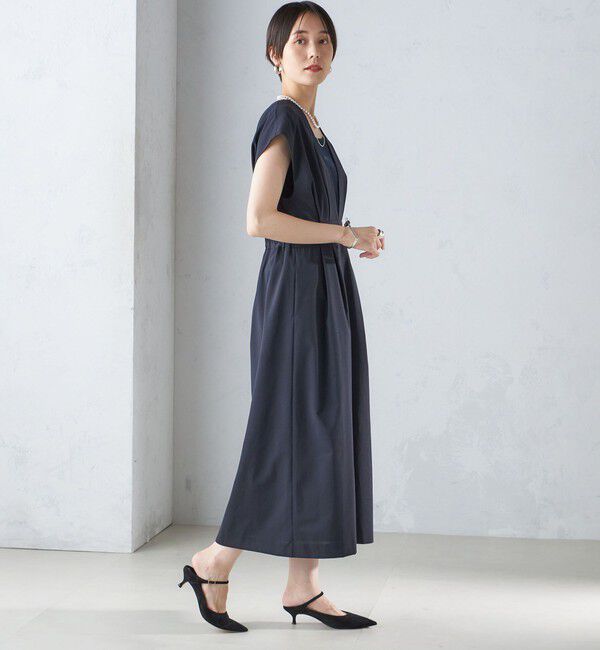 SHIPS for women「〈手洗い可能〉梳毛調 深V ノースリーブ ワンピース」|ワンピース|