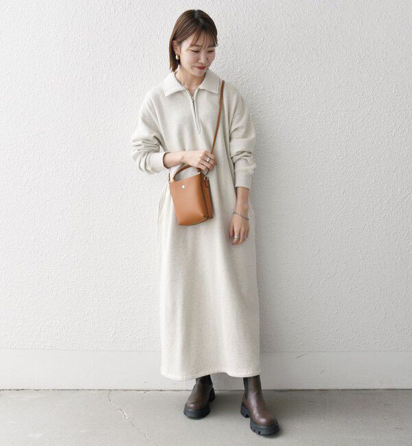 SHIPS any「SHIPS any:〈洗濯機可能〉USA コットン 裏起毛 ハーフジップ ワンピース」|ワンピース|