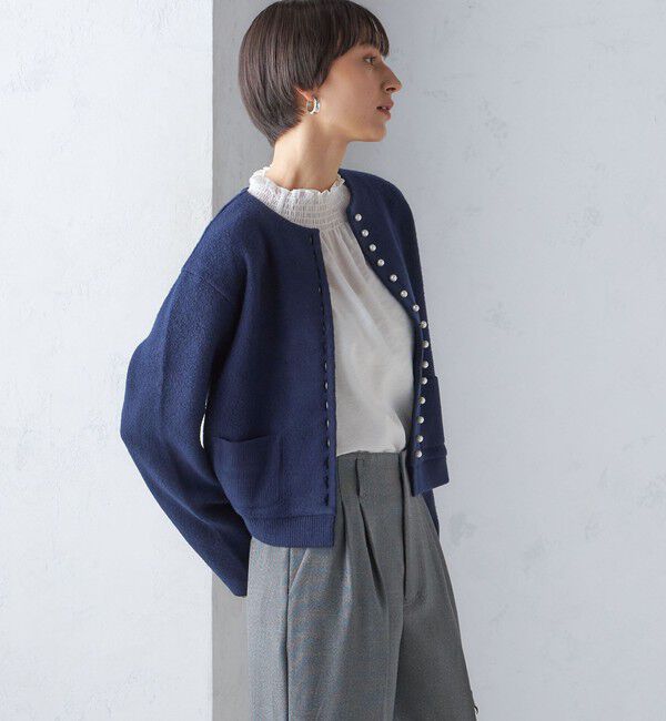 SHIPS for women「〈手洗い可能〉パール モチーフ ボタン ジャッカル カーディガン」|カーディガン|