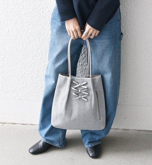 SHIPS any「《追加予約》【WEB限定】SHIPS any: ラメ フロント リボン トートバッグ」|トートバッグ|