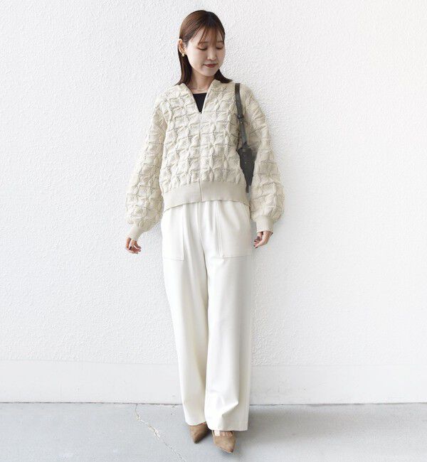 SHIPS for women「【WEB限定】〈洗濯機可能〉2WAY フラワー ジャカード ハーフ ジップ プルオーバー」|ニット・セーター|