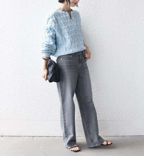 SHIPS for women「【WEB限定】〈洗濯機可能〉2WAY フラワー ジャカード ハーフ ジップ プルオーバー」|ニット・セーター|