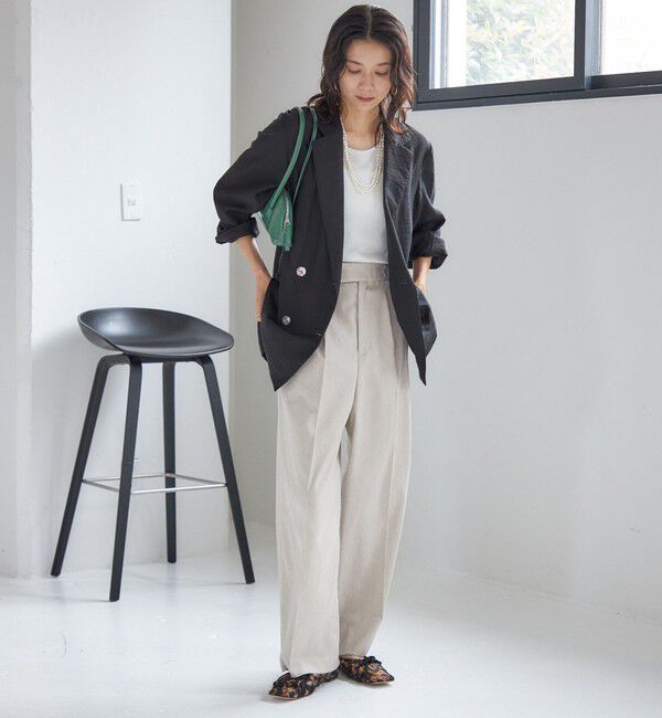 SHIPS for women「〈手洗い可能〉麻調 合繊 2タック ワイド パンツ 2」|その他|