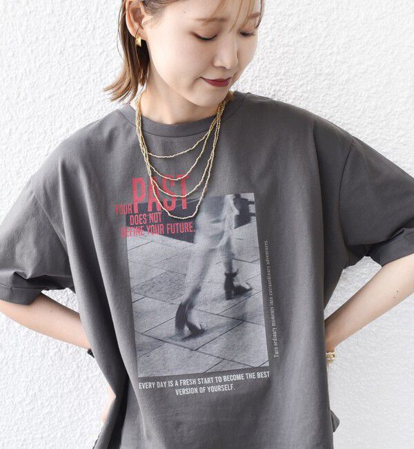 SHIPS for women「【SHIPS別注】81BRANCA:フォト ワイド TEE」|Tシャツ・カットソー|チャコールグレー