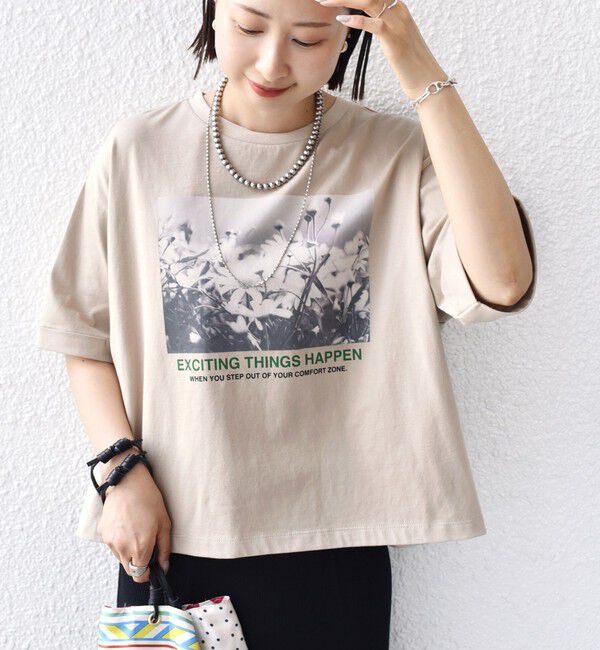 SHIPS for women「【SHIPS別注】81BRANCA:フォト ワイド TEE」|Tシャツ・カットソー|ベージュ