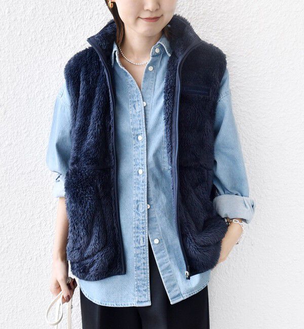 SHIPS for women「【一部WEB限定 / SHIPS別注】Champion:〈洗濯機可能〉フリース ベスト」|ベスト・ジレ|ネイビー