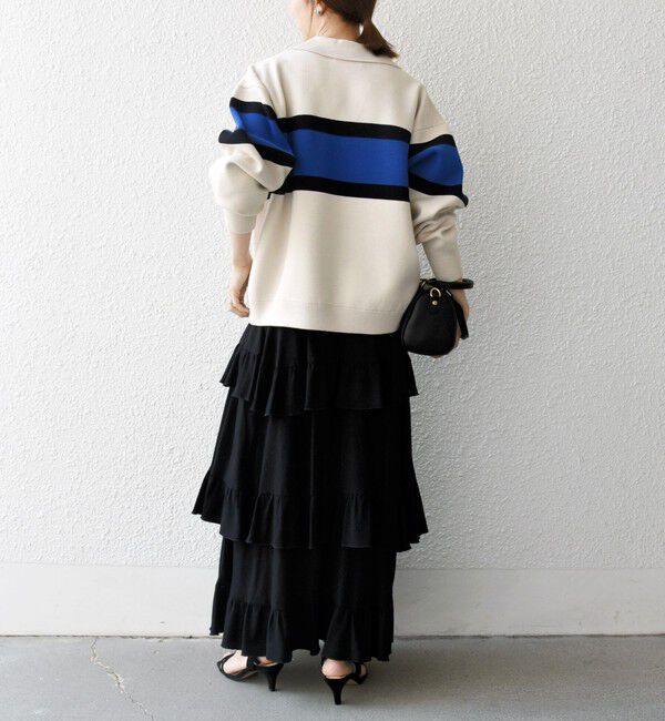 SHIPS any「SHIPS any:〈手洗い可能〉パネル ボーダー スキッパー ニット プルオーバー」|ニット・セーター|