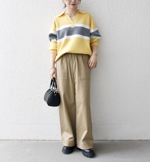 SHIPS any「SHIPS any:〈手洗い可能〉パネル ボーダー スキッパー ニット プルオーバー」|ニット・セーター|