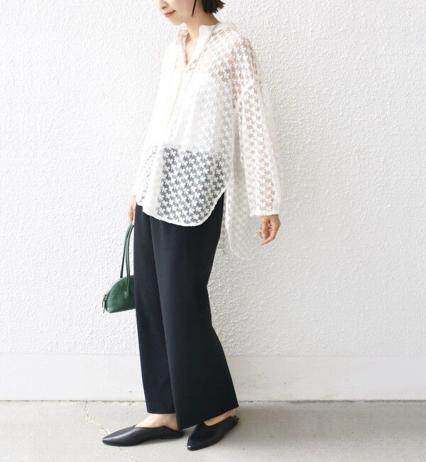 SHIPS for women「〈手洗い可能〉フラワー チュール 刺繍 シャツ」|シャツ・ブラウス|