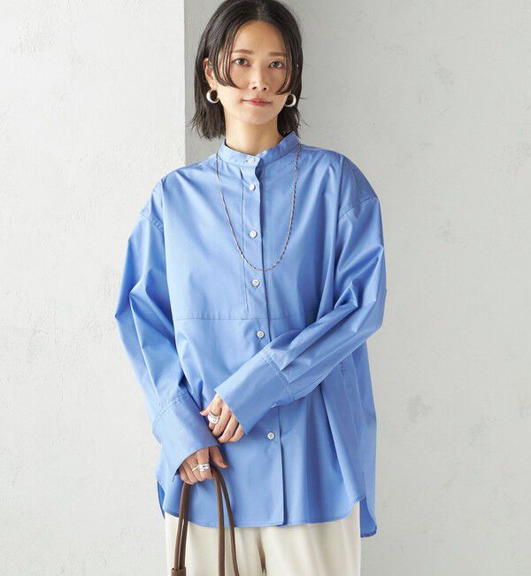 SHIPS for women「〈手洗い可能〉ソリッド フロント ヨーク スタンドカラー シャツ」|シャツ・ブラウス|