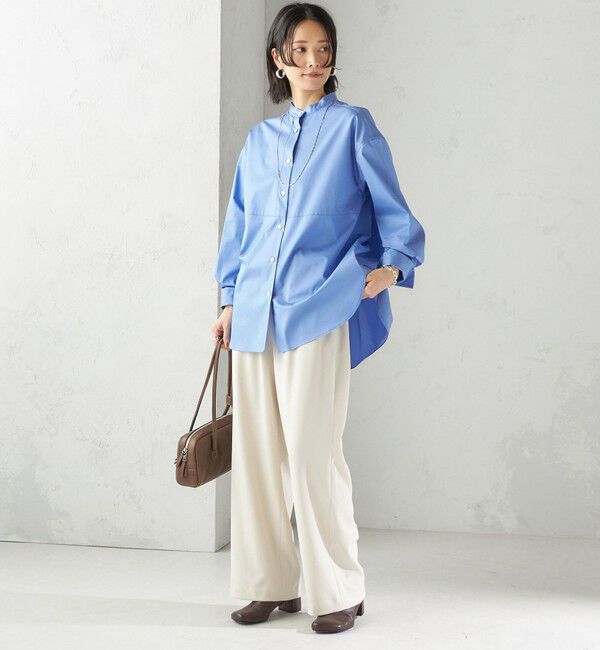 SHIPS for women「〈手洗い可能〉ソリッド フロント ヨーク スタンドカラー シャツ」|シャツ・ブラウス|