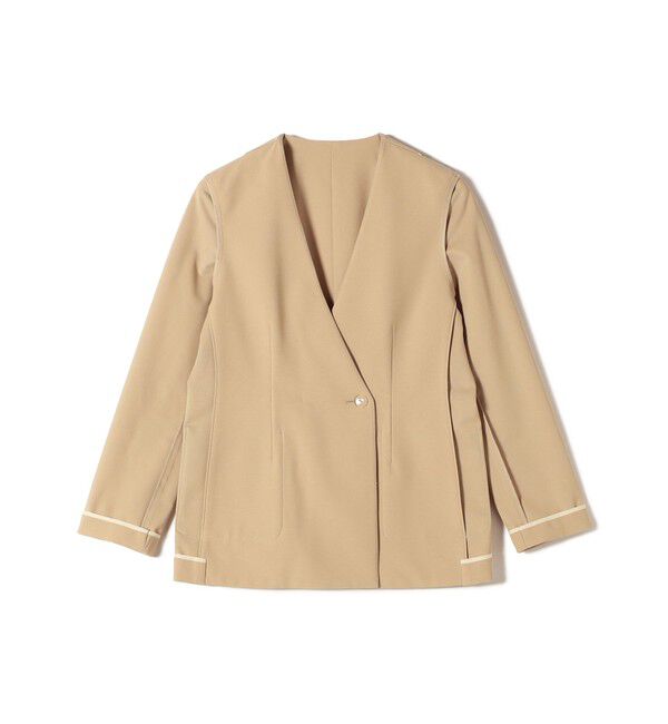 SHIPS for women「〈吸水速乾 / 防シワ加工 / 洗濯機可能〉スーティング ジャージー カラーレス ジャケット」|ノーカラージャケット|