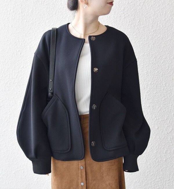 SHIPS any「SHIPS any:〈洗濯機可能〉ダンボール ノーカラー コンパクト ブルゾン」|ブルゾン・スタジャン|