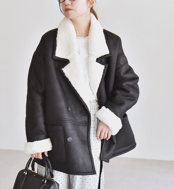 quaranciel「quaranciel: ムートンライク ボア ボンディング ジャケット コート」|その他|