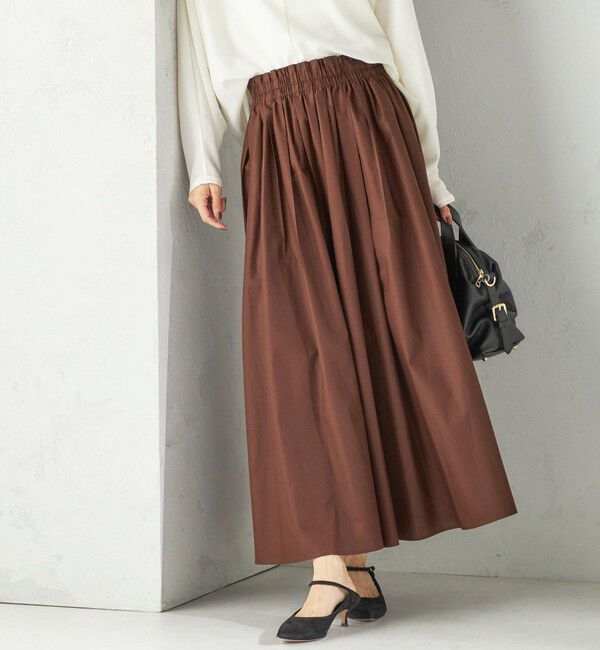 SHIPS for women「〈手洗い可能〉タイプライター チンツ タック ギャザー スカート」|スカート|ブラウン