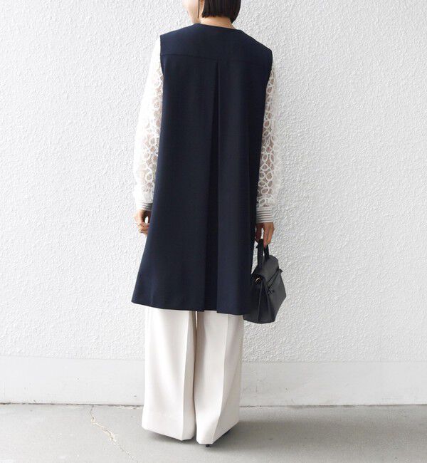 SHIPS for women「【SHIPS別注】kaene:〈洗濯機可能〉ダンボール フリル ロング ジレ（セレモニー対応可）」|ベスト・ジレ|