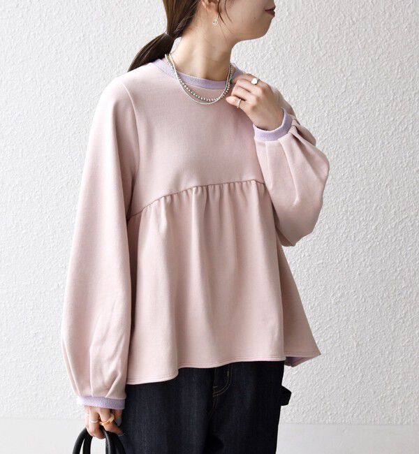 SHIPS any「SHIPS any:〈洗濯機可能〉裏毛 バイカラー ペプラム スウェット プルオーバー」|スウェット・ジャージ|