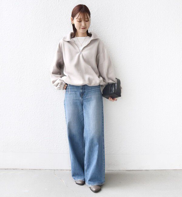 SHIPS for women「〈洗濯機可能〉フリース 裾 ドロスト ハーフ ジップ プルオーバー」|Tシャツ・カットソー|