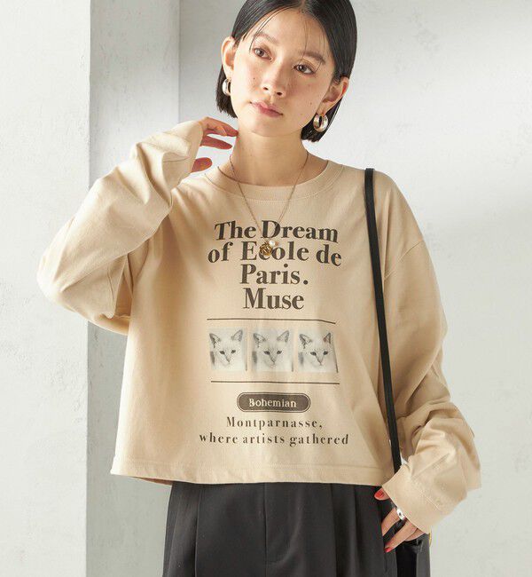 SHIPS for women「【SHIPS別注】Odub: フォト プリント クロップド ロングスリーブ TEE」|Tシャツ・カットソー|
