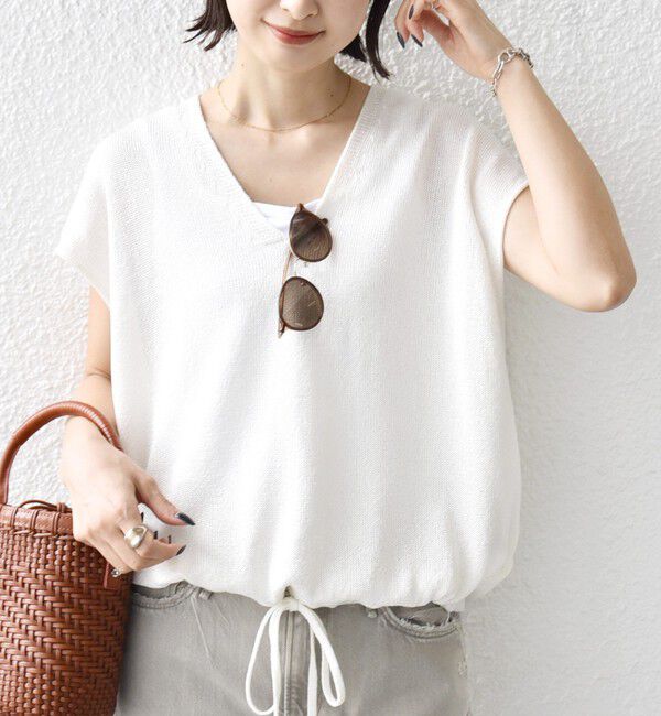 SHIPS for women「〈手洗い可能〉ブライト ペーパー 裾 ドロスト ニット プルオーバー」|ベスト・ジレ|