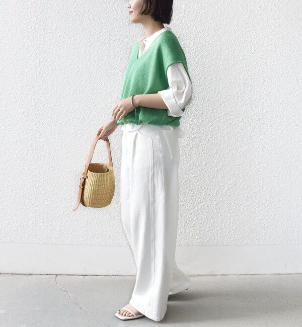 SHIPS for women「〈手洗い可能〉ブライト ペーパー 裾 ドロスト ニット プルオーバー」|ベスト・ジレ|