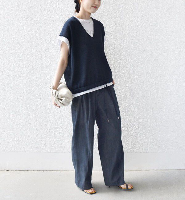 SHIPS for women「〈手洗い可能〉ブライト ペーパー 裾 ドロスト ニット プルオーバー」|ベスト・ジレ|