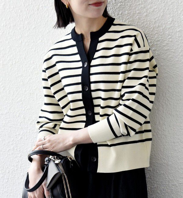 SHIPS any「《一部追加予約》SHIPS any:〈手洗い可能〉バイカラー スキッパー ニット カーディガン」|カーディガン|