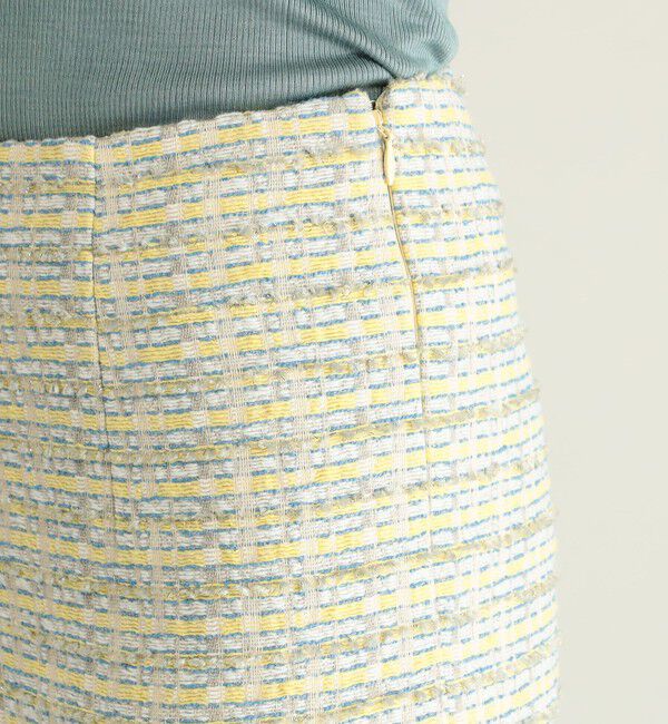 BACCA「ボーダーパターンツイード スリムパンツ」|スラックス|