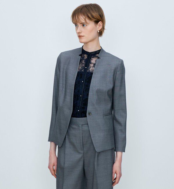 TOMORROWLAND collection「シャイニーシャーク キザミカラージャケット」|ノーカラージャケット|