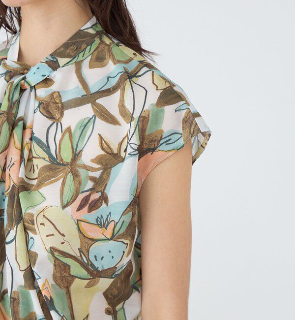 TOMORROWLAND collection「ミューラルリーフプリント ツイストドレープブラウス」|シャツ・ブラウス|