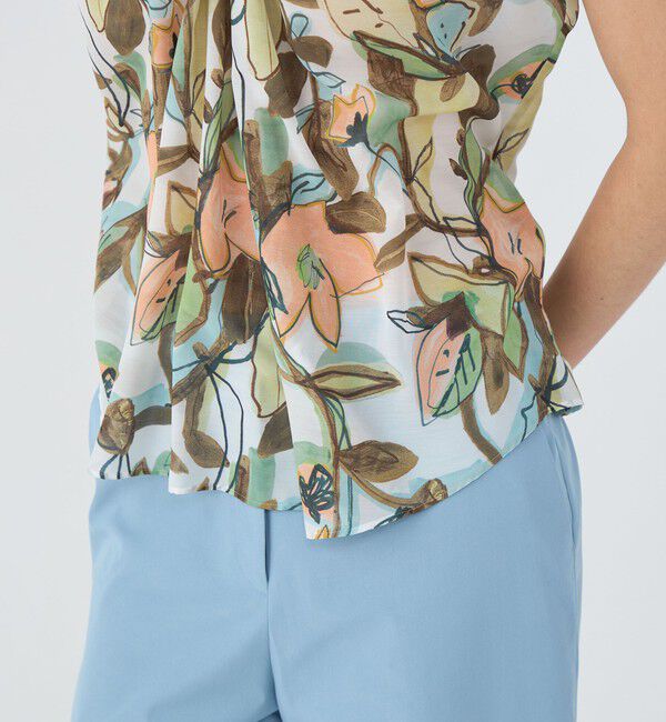 TOMORROWLAND collection「ミューラルリーフプリント ツイストドレープブラウス」|シャツ・ブラウス|