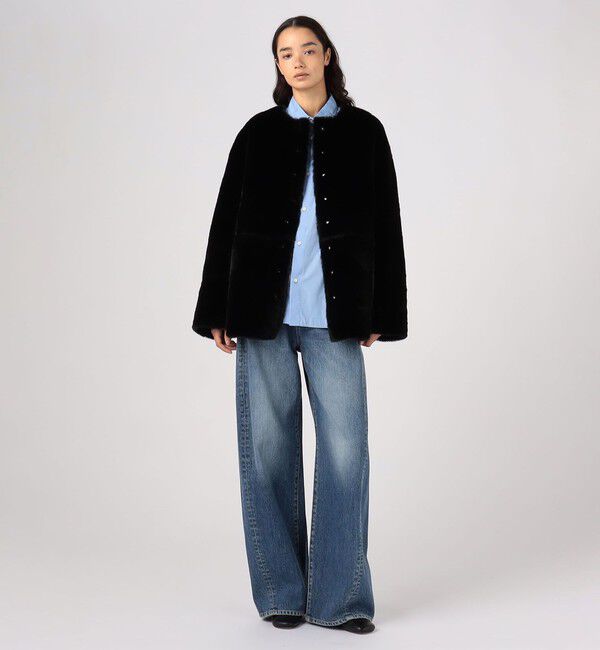 MACPHEE「フェイクムートン リバーシブルショートコート」|ノーカラーコート|