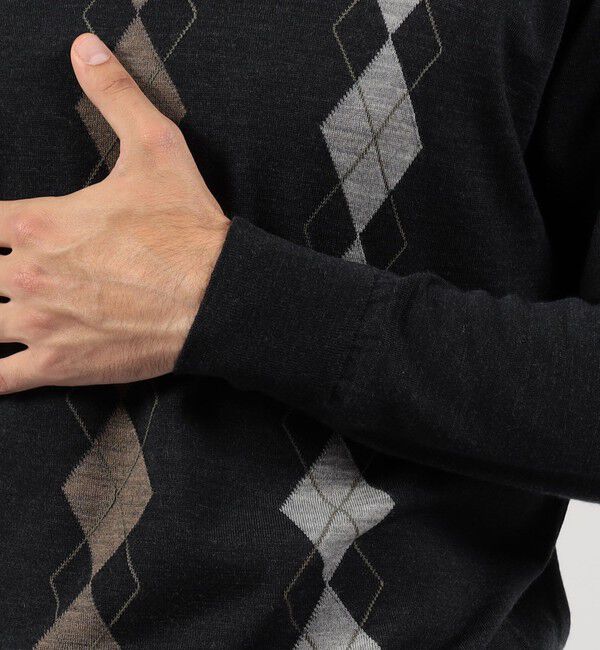 TOMORROWLAND MENS「【別注】JOHN SMEDLEY ウール アーガイルクルーネック プルオーバーニット」|ニット・セーター|