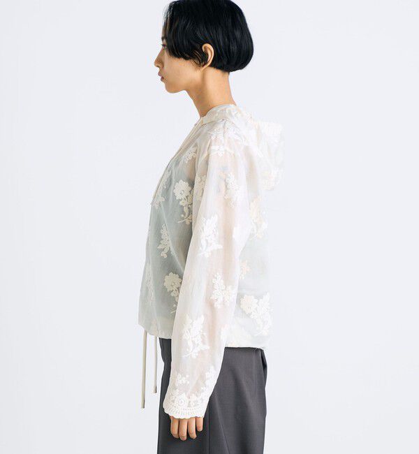 Edition「シアーエンブロイダリー フーデットブラウス」|シャツ・ブラウス|