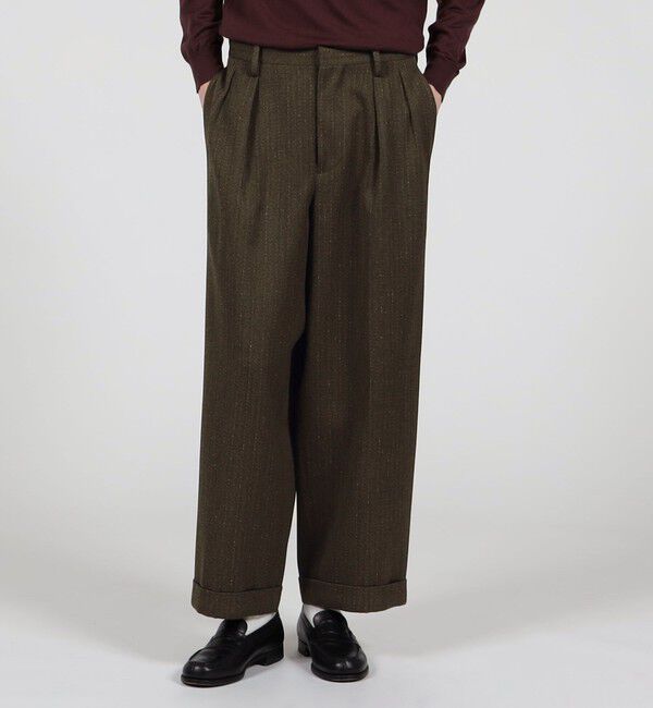 TOMORROWLAND MENS「ウールアクリルナイロンストライプ 2プリーツストレートパンツ 」|その他|