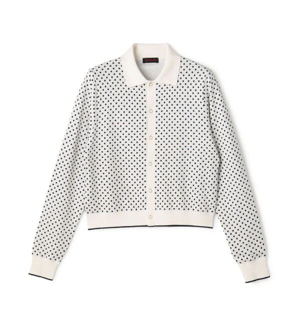 CABaN「コットンカシミヤ ドットジャカードポロカーディガン」|カーディガン|12 ホワイト系