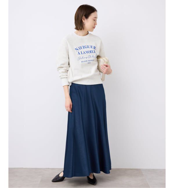 SLOBE IENA「《WEB限定カラー有り/追加》グロッシーサテンフレアスカート」|スカート|