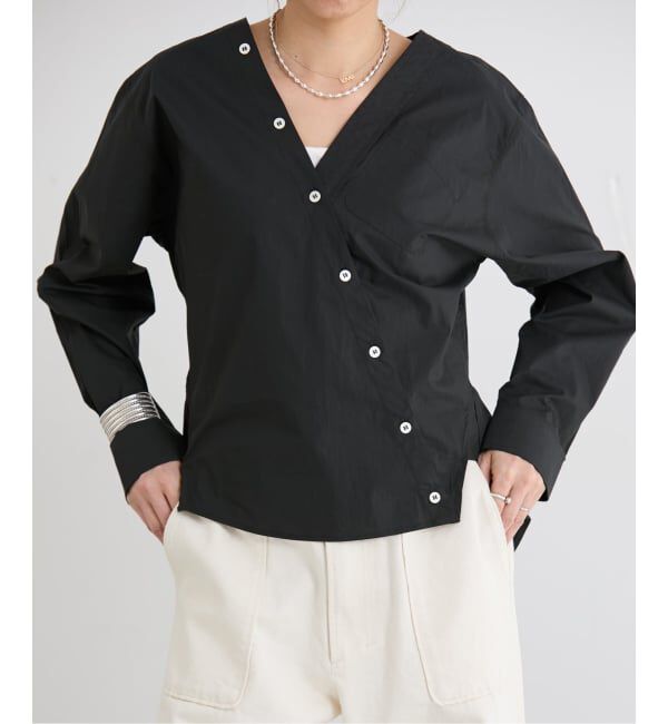 IENA「MA/RE/マレ カシュクールSHIRTS シャツ LIGHT COTTON 104 GR」|シャツ・ブラウス|ブラック