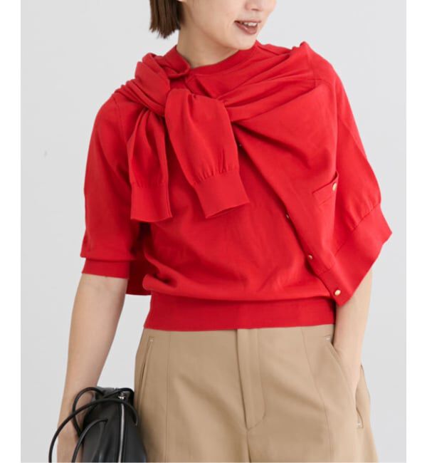 IENA「《アンサンブル対応/新色あり/追加2》PARIGI プルオーバー」|ニット・セーター|レッド