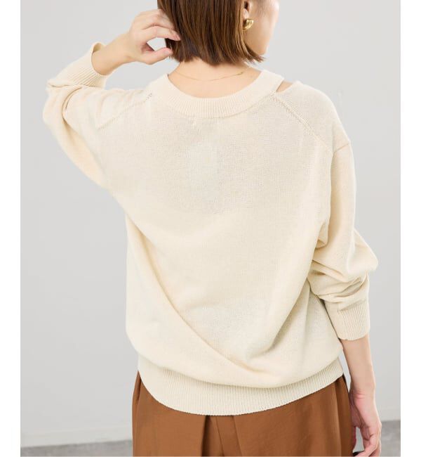 IENA「カットオフカラーVネックプルオーバー」|ニット・セーター|