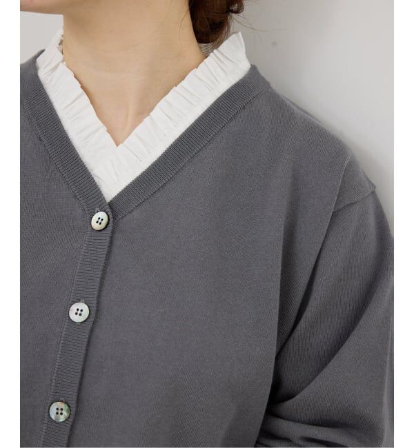 IENA「ウォッシャブル 2WAYフリルニットカーディガン」|カーディガン|グレー